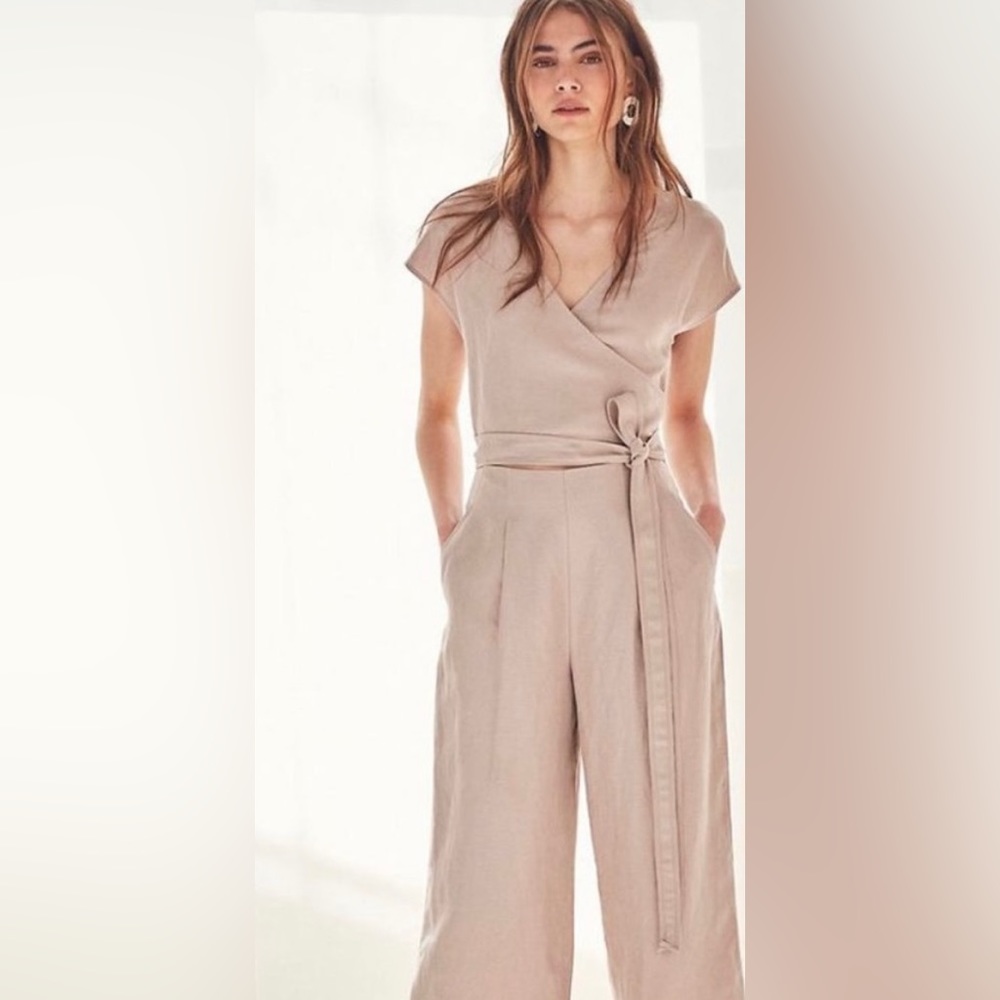 Aritzia Linen Wrap Jumpsuit
